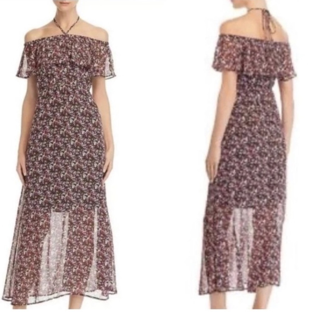 Sam Edelman Floral Off The Shoulder Ruffle Maxi Dress Size 0